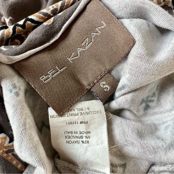 Anthropologie Bel Kazan Mini Dress 3/4 Sleeve Shift Tunic Pocket Tribal Floral S - Picture 7 of 8